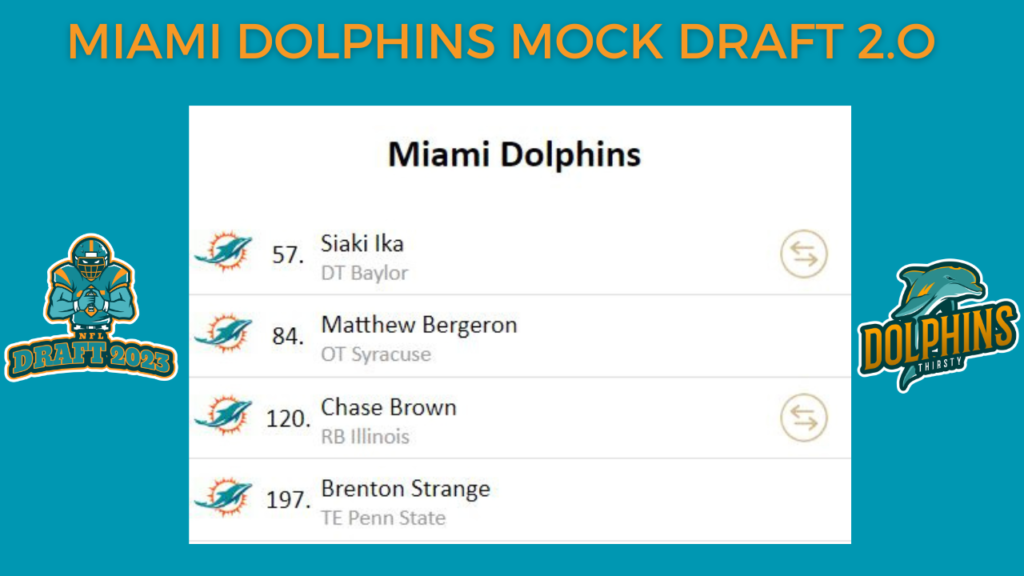 Miami Dolphins Mock Draft 2.0 Dolphins Thirsty Dolphins Thirsty