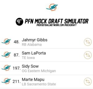 Miami Dolphins Mock draft for 2023